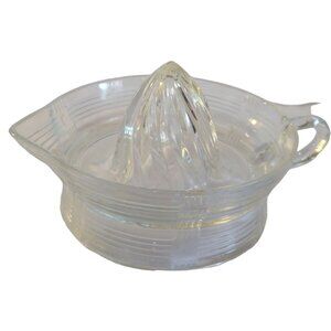 Hazel Atlas Depression Glass Clear Ribbed Large Juicer Reamer USA Vintage MCM
